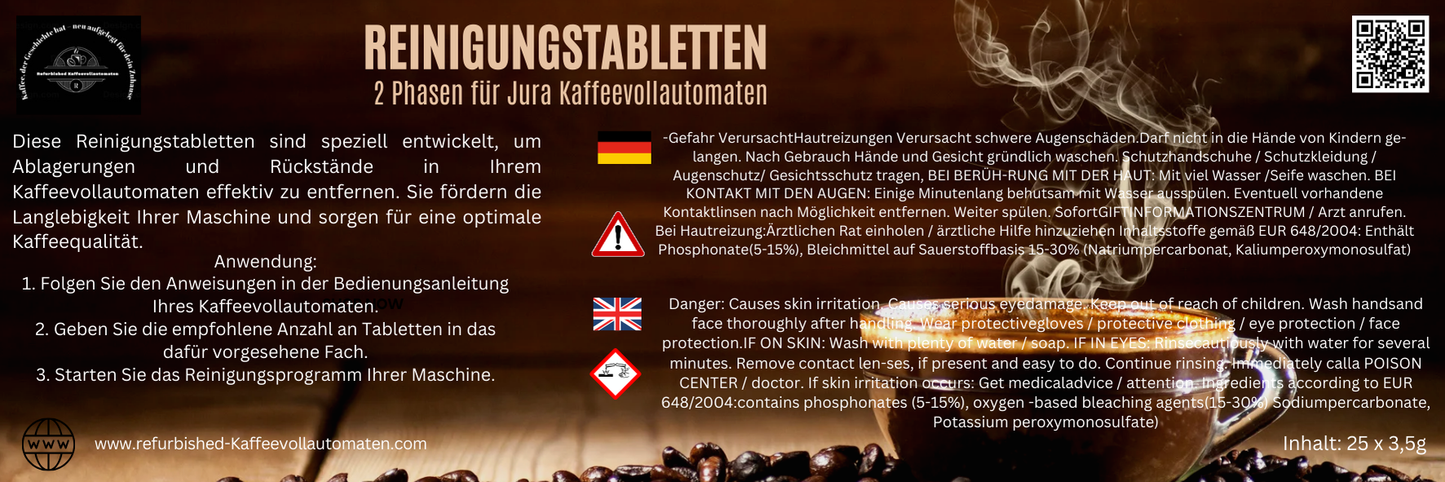 2 Phasen Reinigungstabletten für Jura Kaffeevollautomaten
