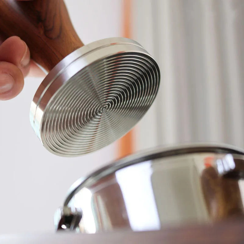 Kaffeetamper mit Massiven Holzgriff und Edelstahlgewindeboden