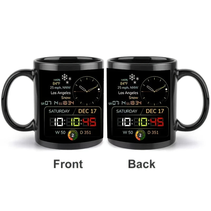 Schwarze Kaffeetasse mit großem Fassungsvermögen – stilvoller Premium-Becher mit Henkel