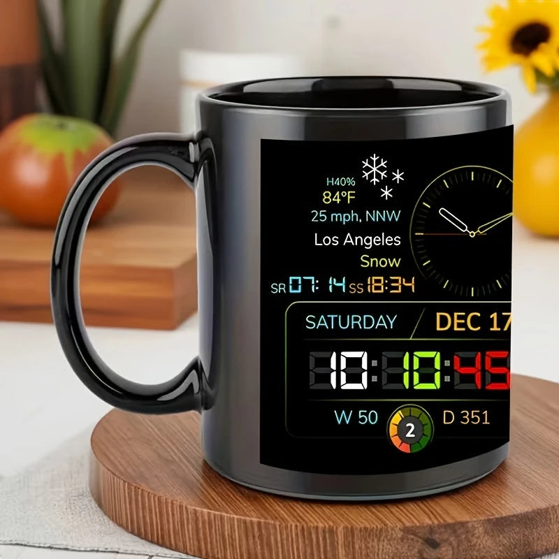 Schwarze Kaffeetasse mit großem Fassungsvermögen – stilvoller Premium-Becher mit Henkel